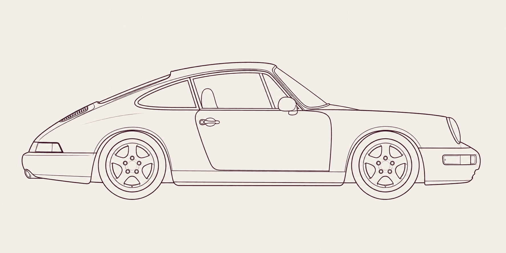 Porsche 911 964 side profile