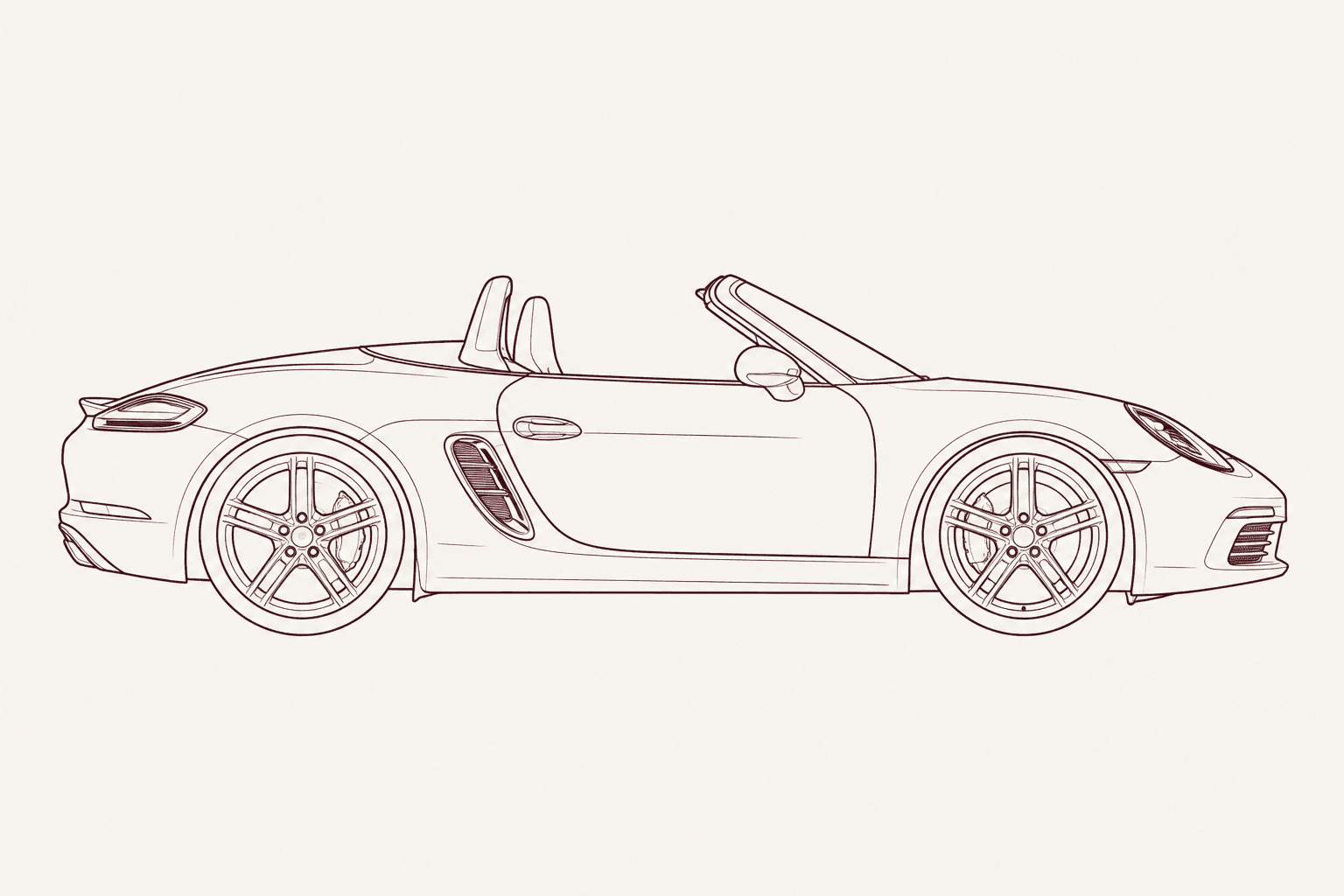 Porsche Boxster 982 (718 Boxster) side profile